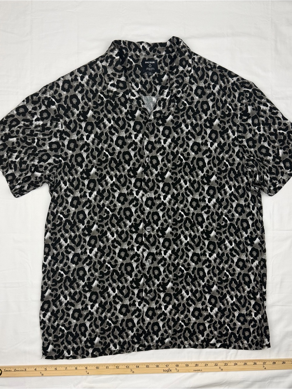 PacSun Black and Gray Leopard Print Short Sleeve Button-Down Shirt